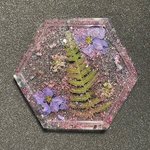 Purple hexagon coaster $15